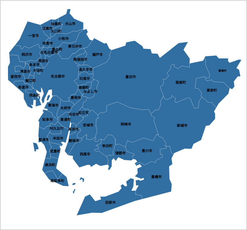 愛知県の対応エリア地図