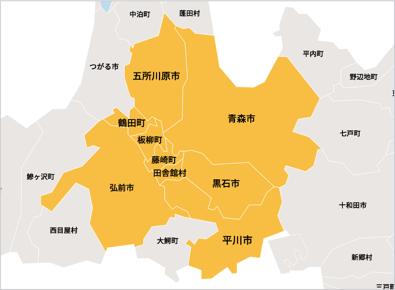 青森県の対応エリア地図