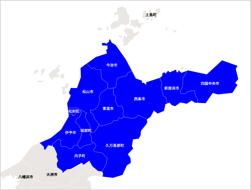 愛媛県の対応エリア地図