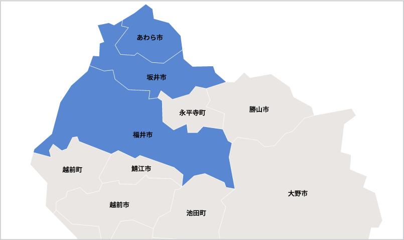 福井県の対応エリア地図