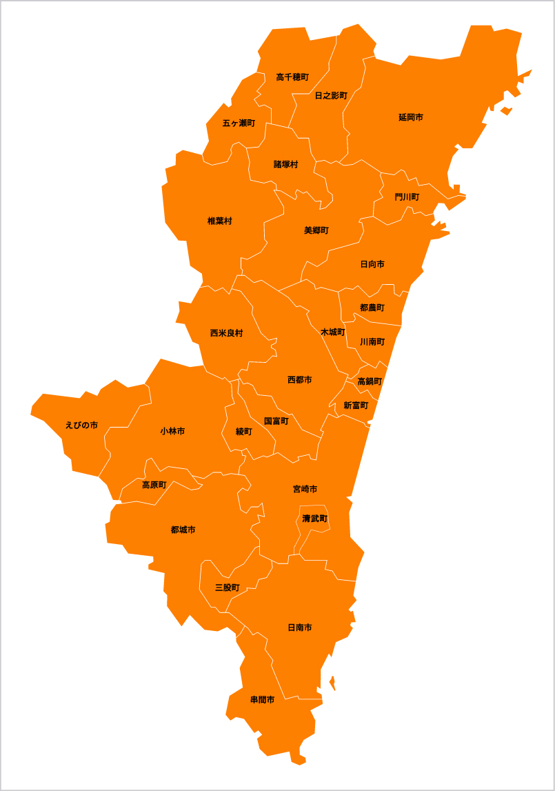 宮崎県の対応エリア地図