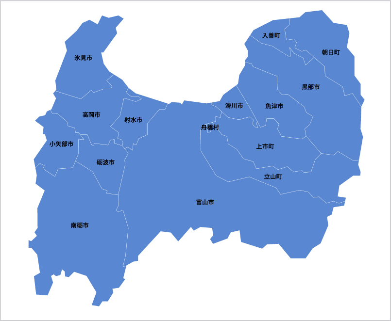 富山県の対応エリア地図