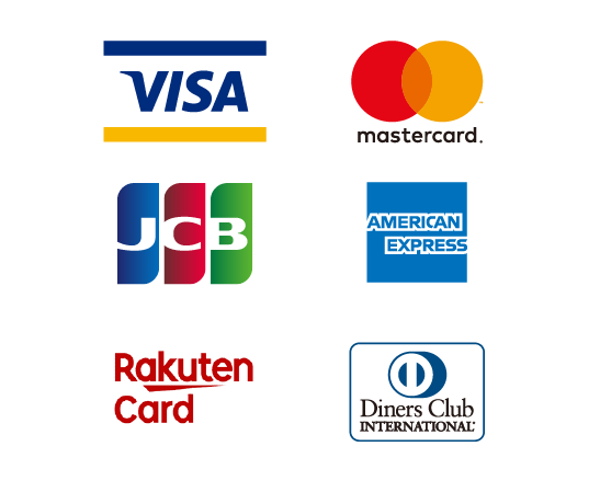 VISA・mastercard・JCB・AMERICAN EXPRESS・Rakuten Card・Diners Club
