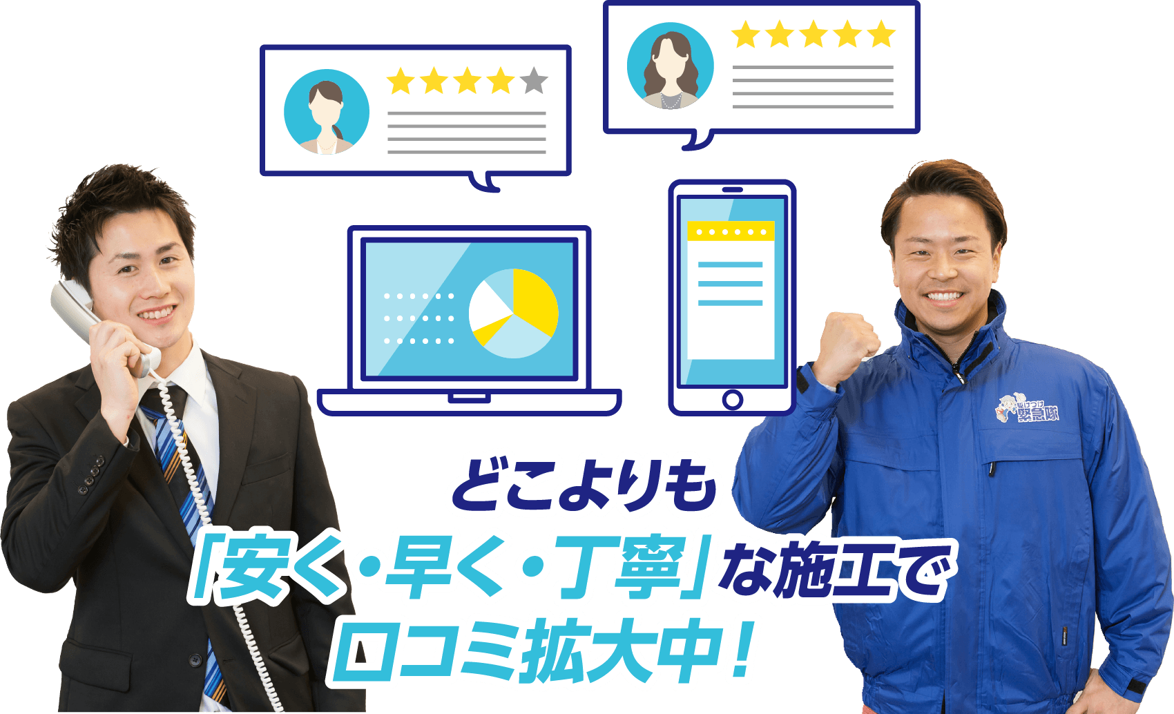 どこよりも「安く・早く・丁寧」な施工で口コミ拡大中！私たちは「良いね！良い値」に自信があります！