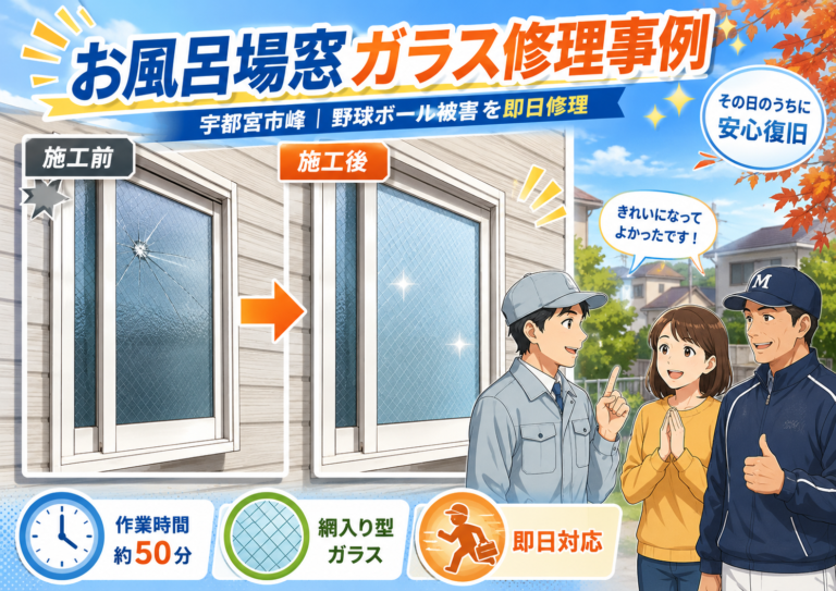 【栃木県宇都宮市】窓ガラスの修理の施工事例