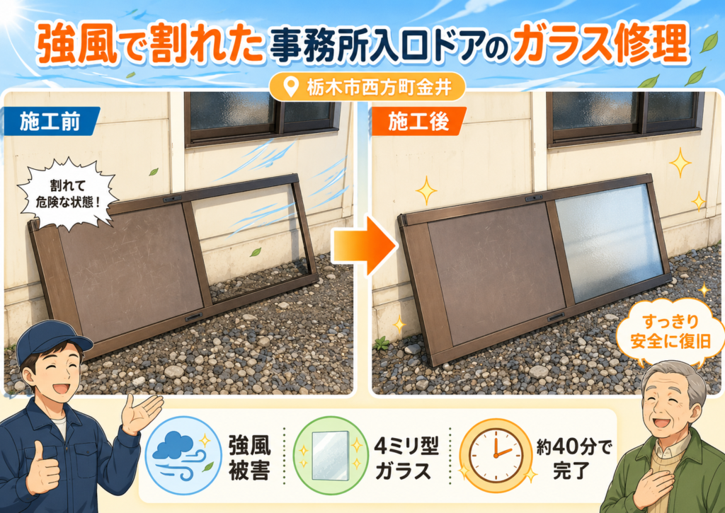 【栃木県栃木市】すりガラス修理