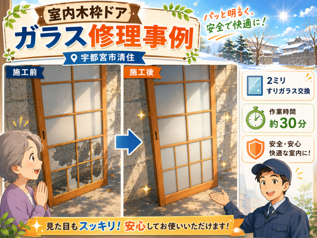 【栃木県宇都宮市】すりガラス修理