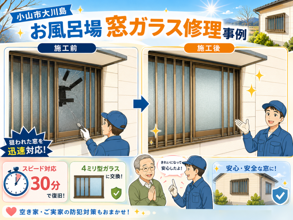 【栃木県小山市】すりガラス修理