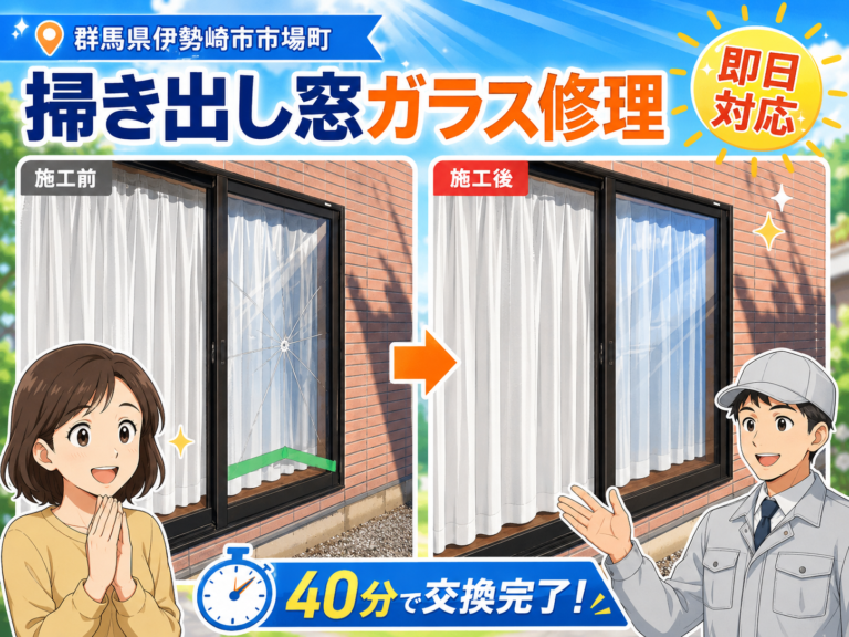 【群馬県伊勢崎市】透明ガラス修理の施工事例