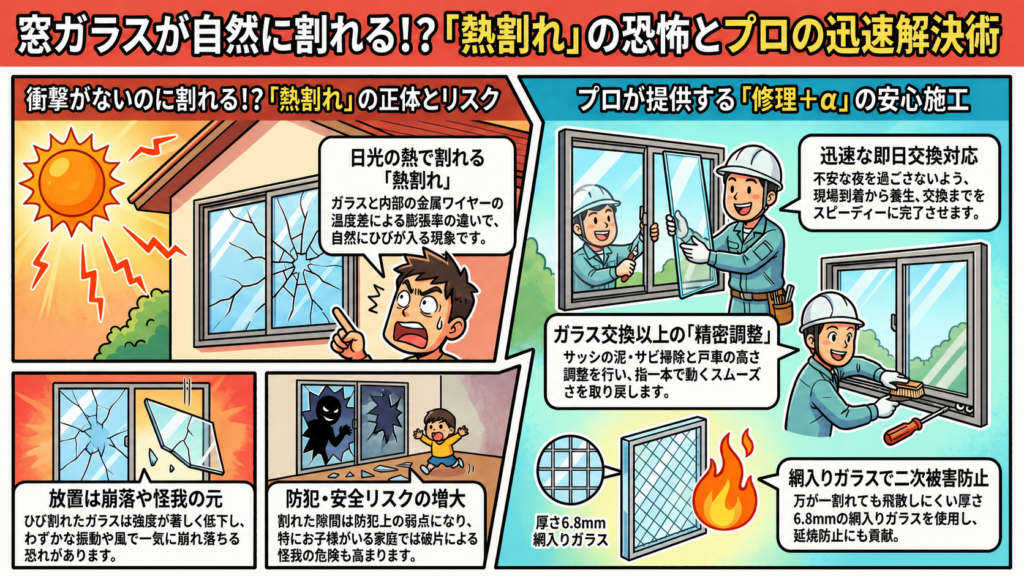 【東京都世田谷区】網入りガラス修理
