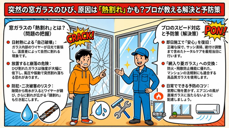 【埼玉県川口市
】網入りガラス修理の施工事例