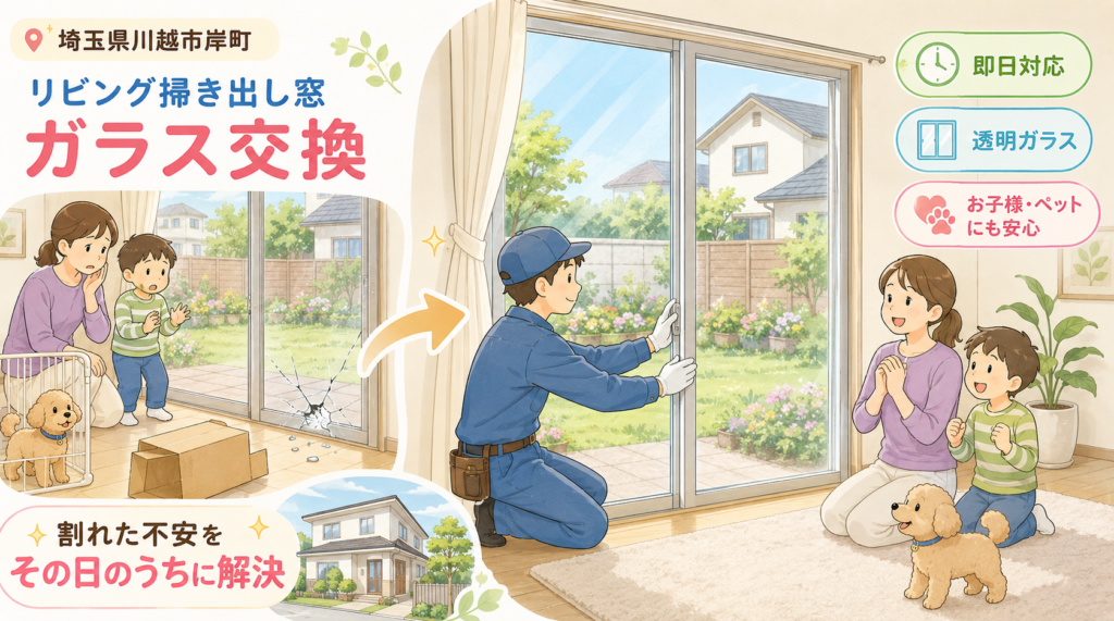 【埼玉県川越市】透明ガラス修理