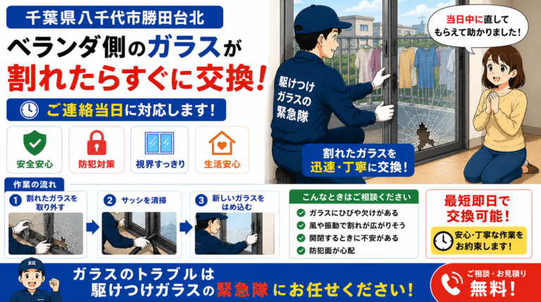 【千葉県八千代市】透明ガラス修理の施工事例