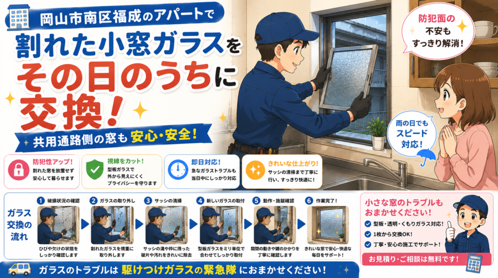 【岡山県岡山市】すりガラス修理