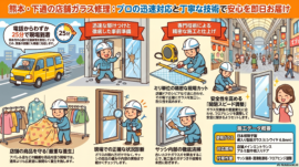 【熊本県熊本市】網入りガラス修理