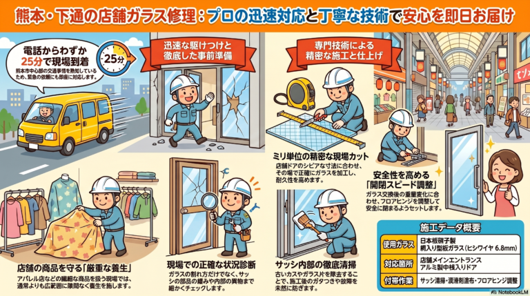 【熊本県熊本市】網入りガラス修理の施工事例