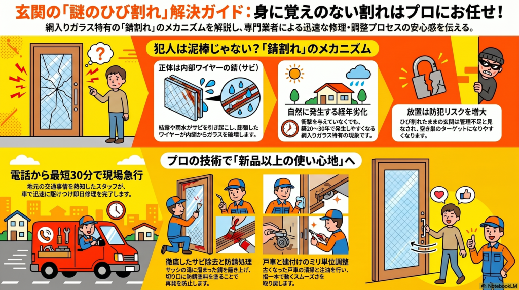 【栃木県宇都宮市】網入りガラス修理