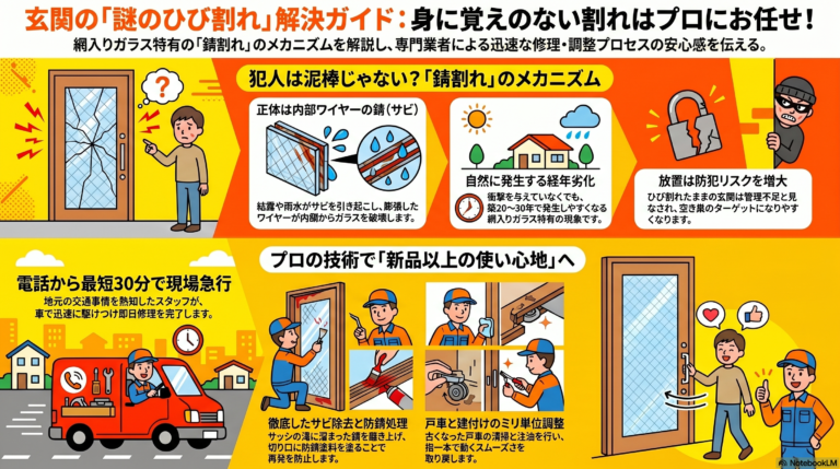 【栃木県宇都宮市】網入りガラス修理の施工事例