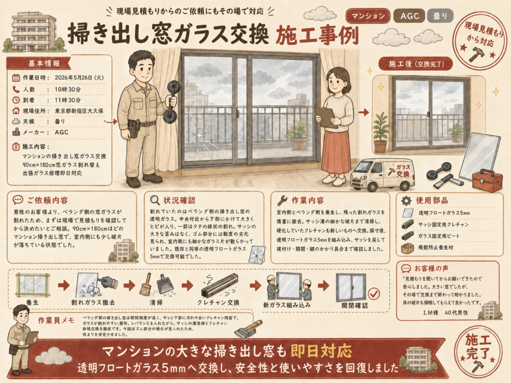 【東京都新宿区】透明ガラス修理