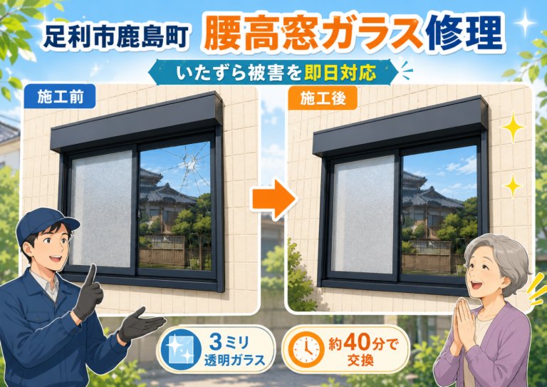 【栃木県足利市】透明ガラス修理の施工事例