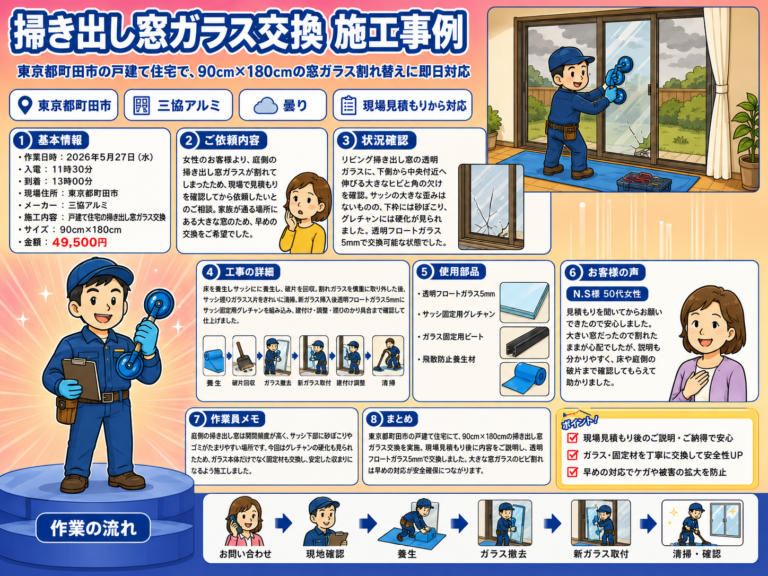 【東京都町田市】透明ガラス修理の施工事例