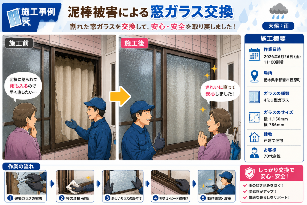 【栃木県宇都宮市】すりガラス修理