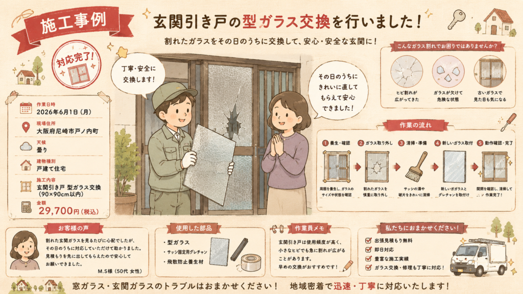 【兵庫県尼崎市】すりガラス修理