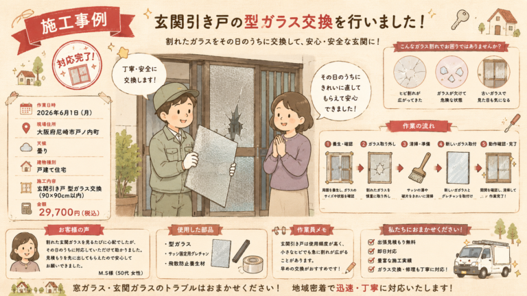 【兵庫県尼崎市】すりガラス修理の施工事例