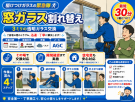 【栃木県栃木市】透明ガラス修理
