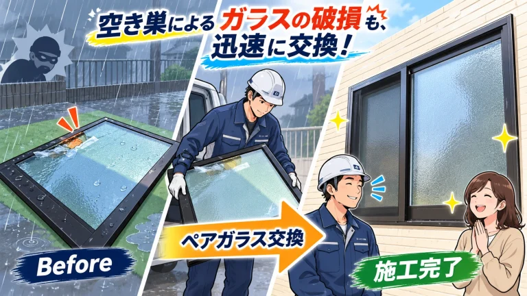 【群馬県伊勢崎市】窓のペアガラス修理の施工事例